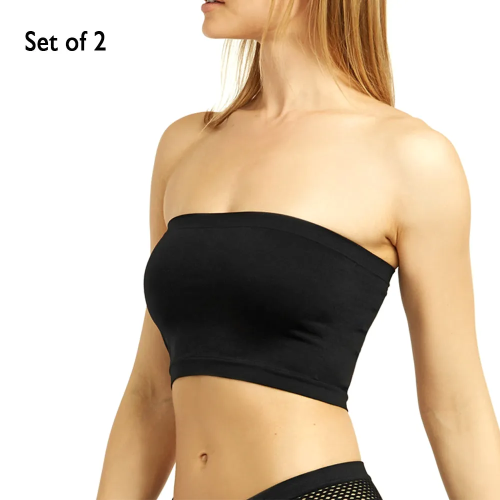 2 Women Seamless Strapless Bra Bandeau Fit Fashion Tube Top Sport Bra Yoga Shirt