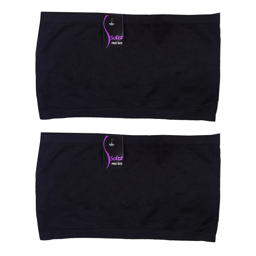2 Women Seamless Strapless Bra Bandeau Fit Fashion Tube Top Sport Bra Yoga Shirt