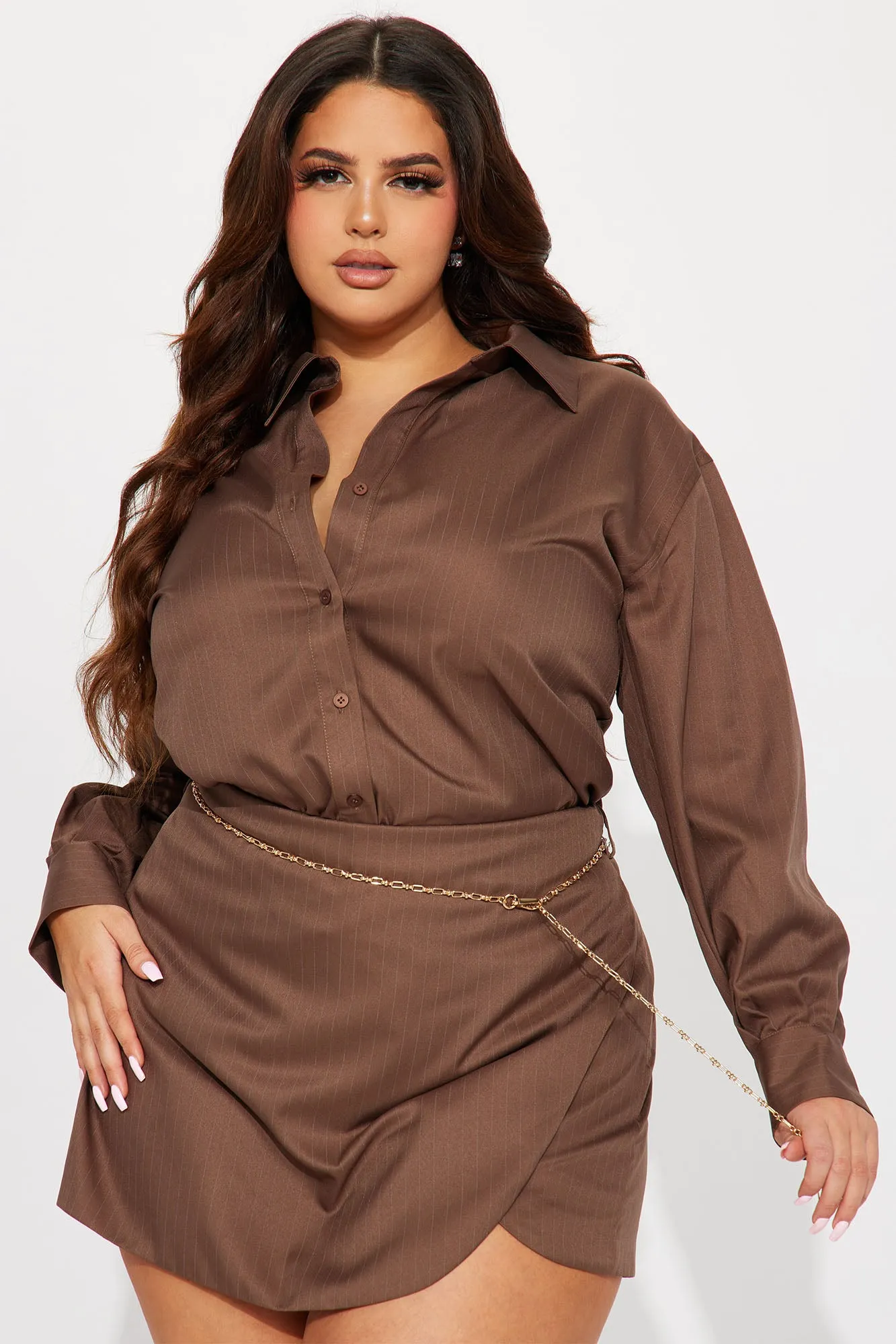 Amelia Chain Skort Set - Brown