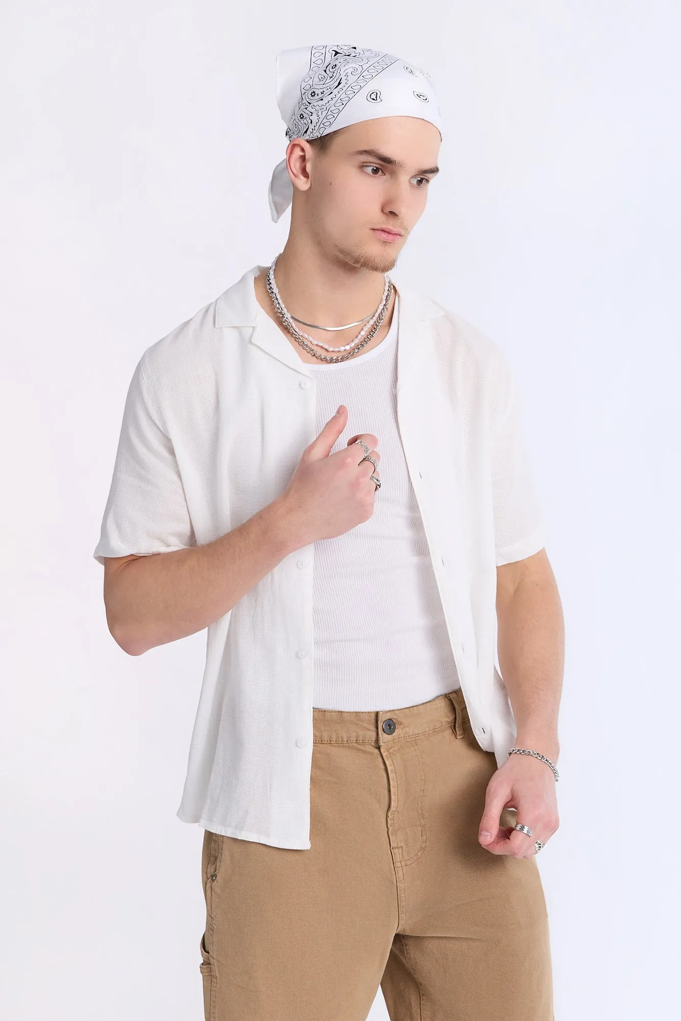 Arsenic Mens Gauze Button-Up