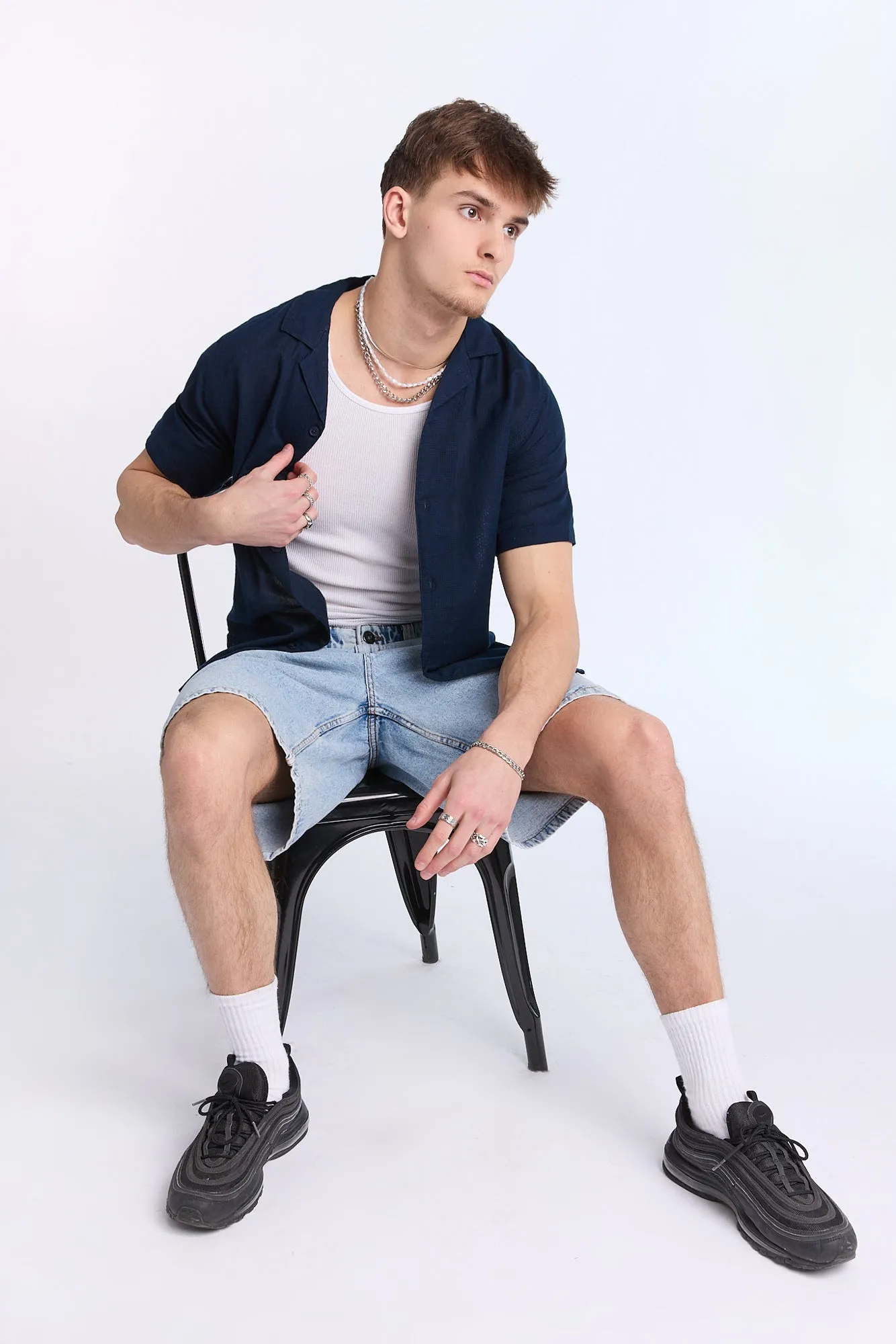 Arsenic Mens Gauze Button-Up