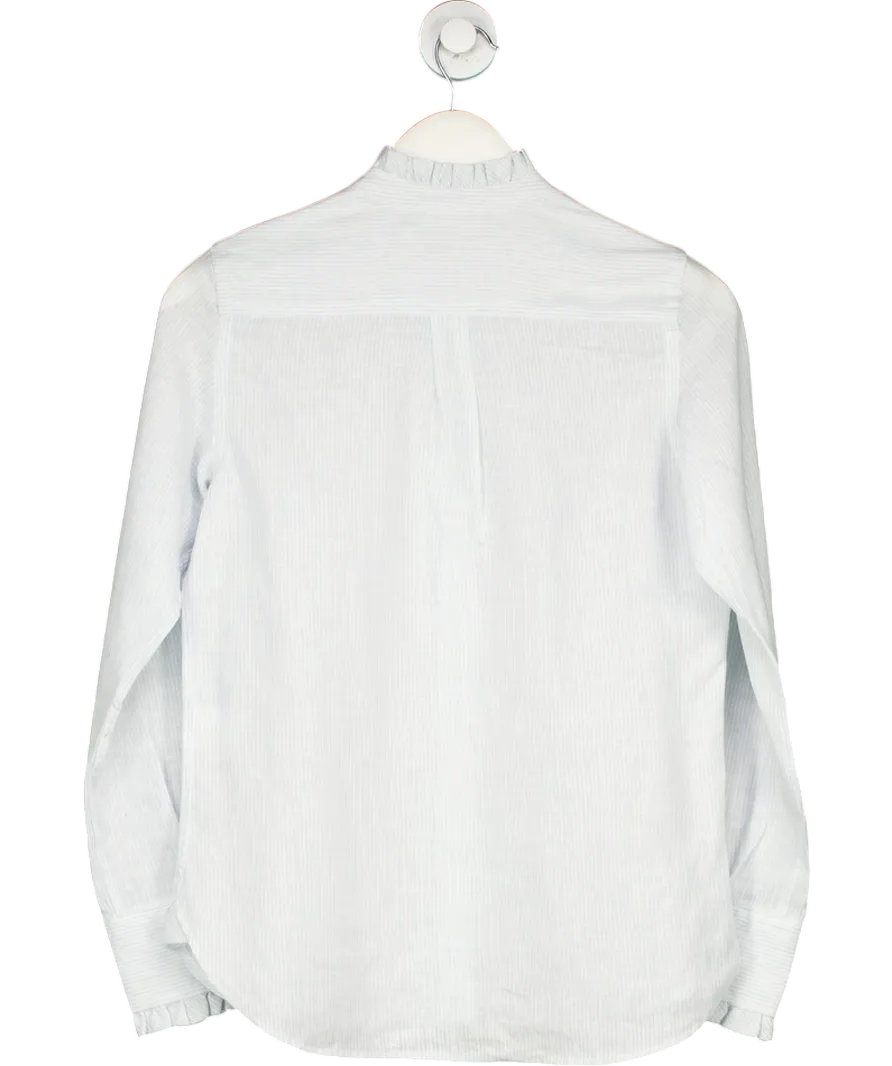 Beaufort & Blake Blue Lifton Sky Ruffle Linen Shirt UK XS