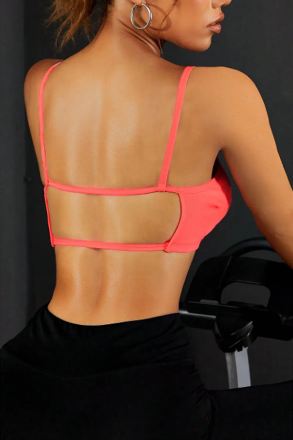 Coral Highly Stretchy Backless Sports Cami