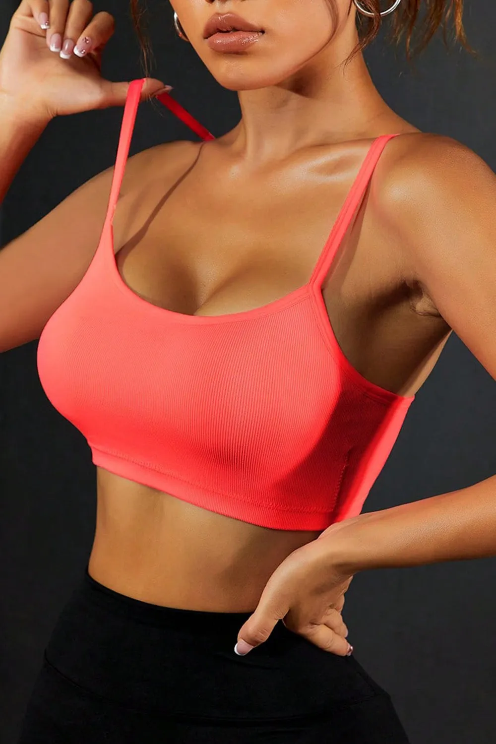 Coral Highly Stretchy Backless Sports Cami