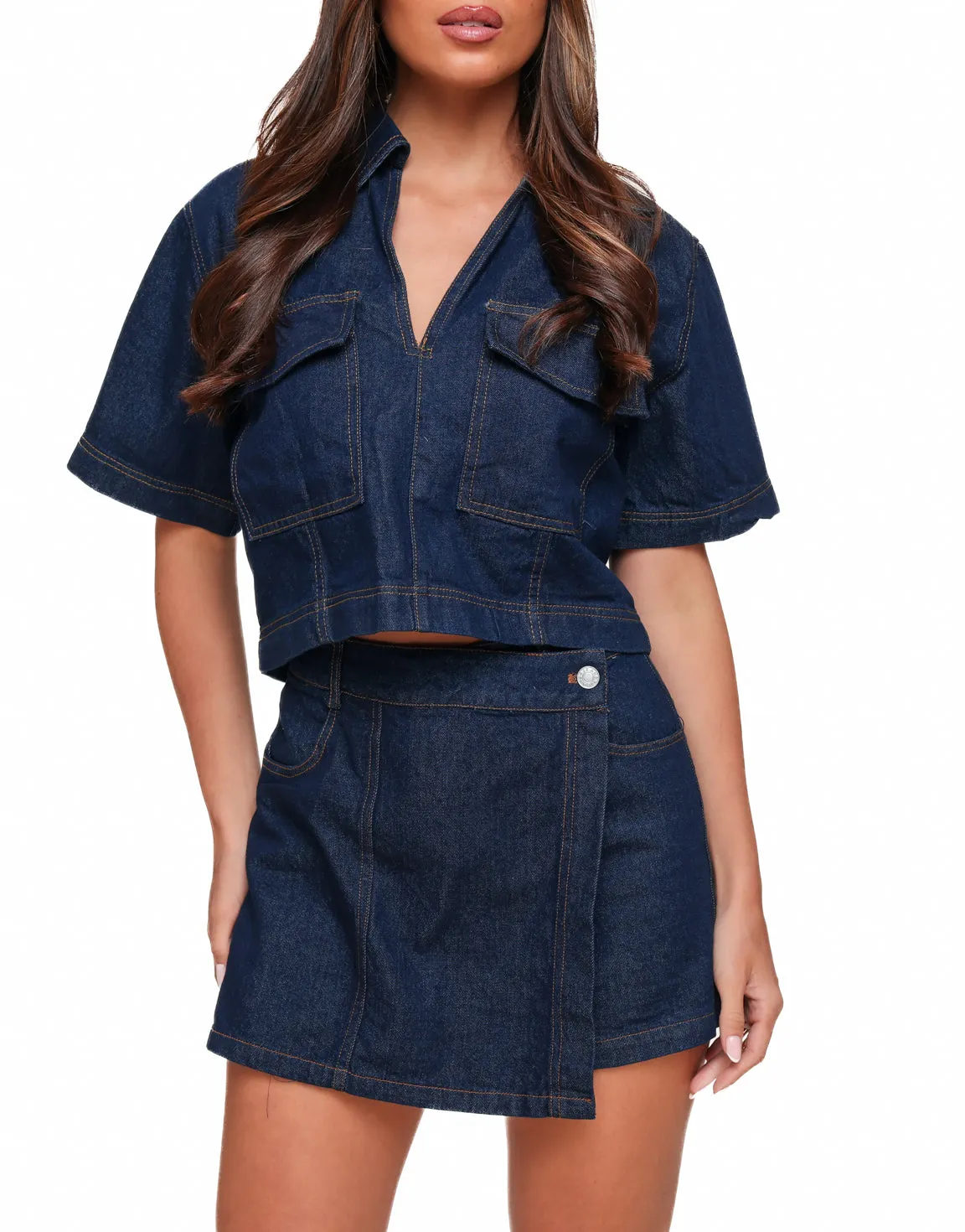 Donkerblauwe Denim SS - Set