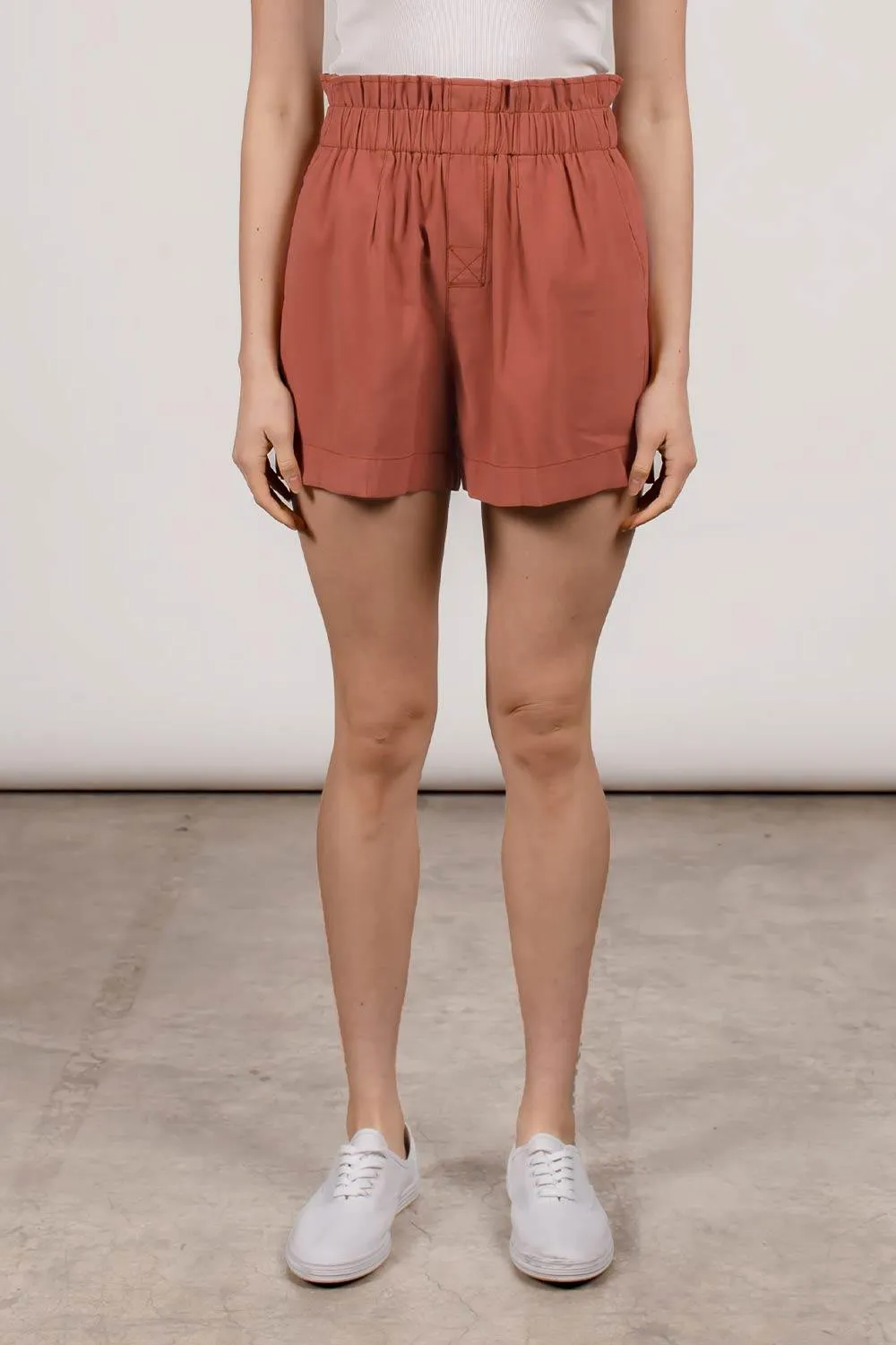 FLOWING PAPERBAG SHORTS - DUSTY CLAY