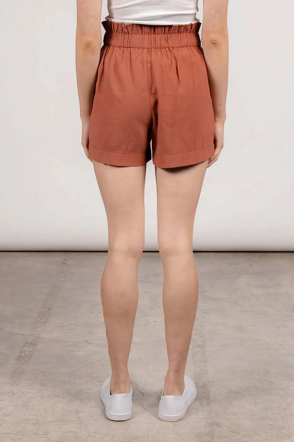FLOWING PAPERBAG SHORTS - DUSTY CLAY