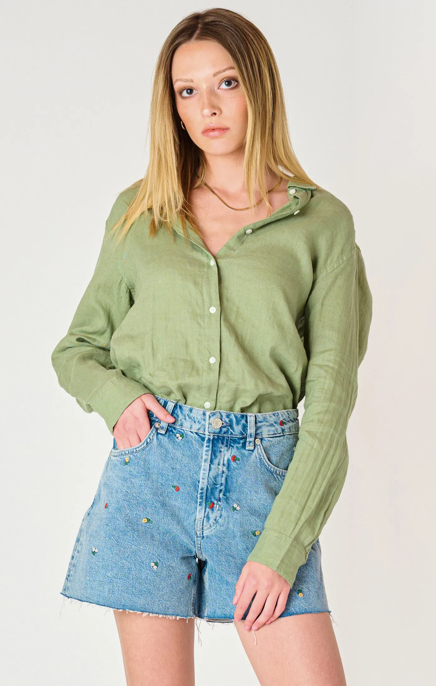 Green Button Up Blouse