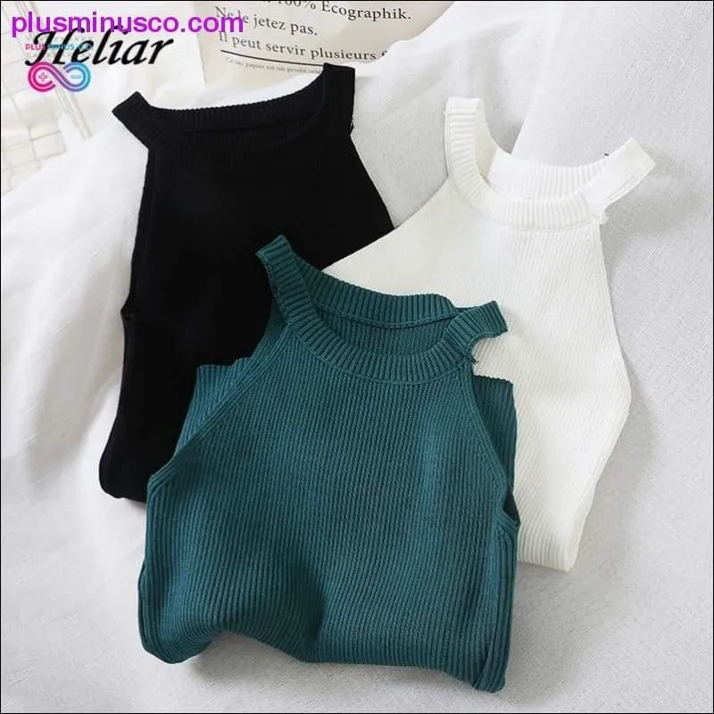 HELIAR Tops Women Crop Tops Off Shoulder Stretchy Knitted