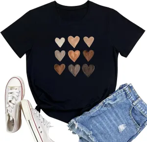 LOOKFACE Women Cute Tops Heart Graphic Tees