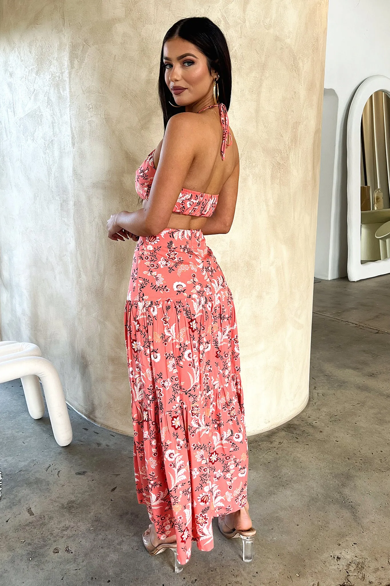 Lora Crop - Coral Floral