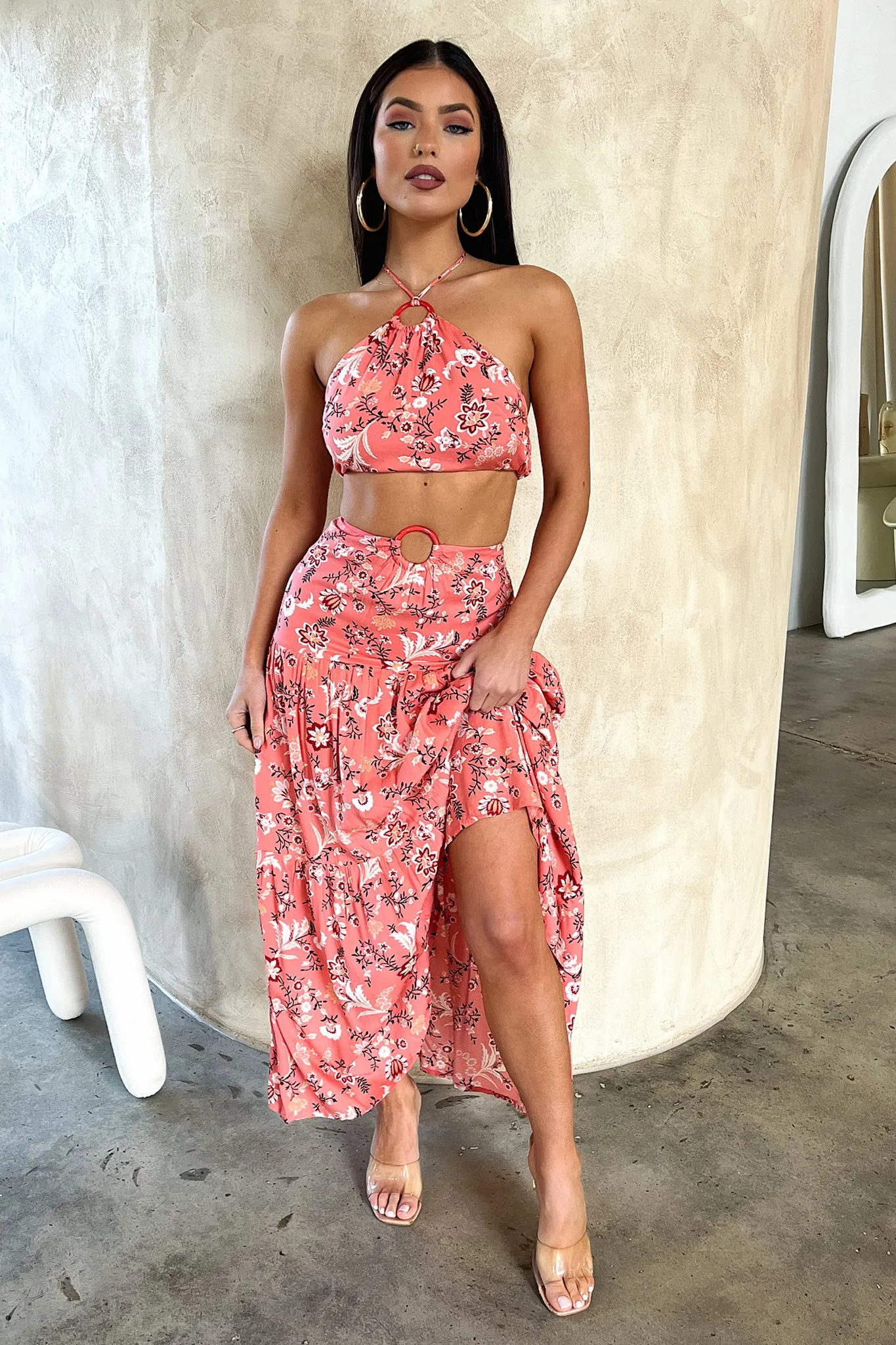 Lora Crop - Coral Floral
