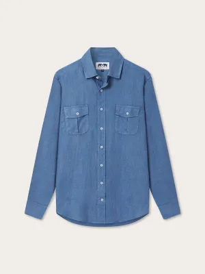 Men's Deep Blue Andros Linen Shirt