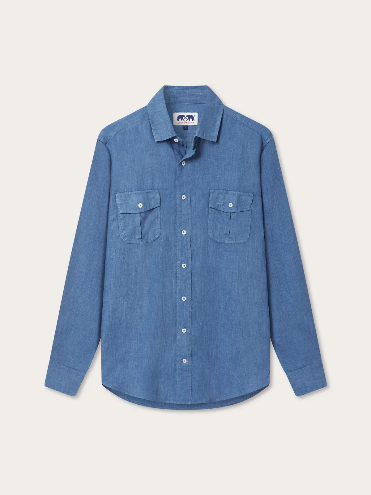 Men's Deep Blue Andros Linen Shirt