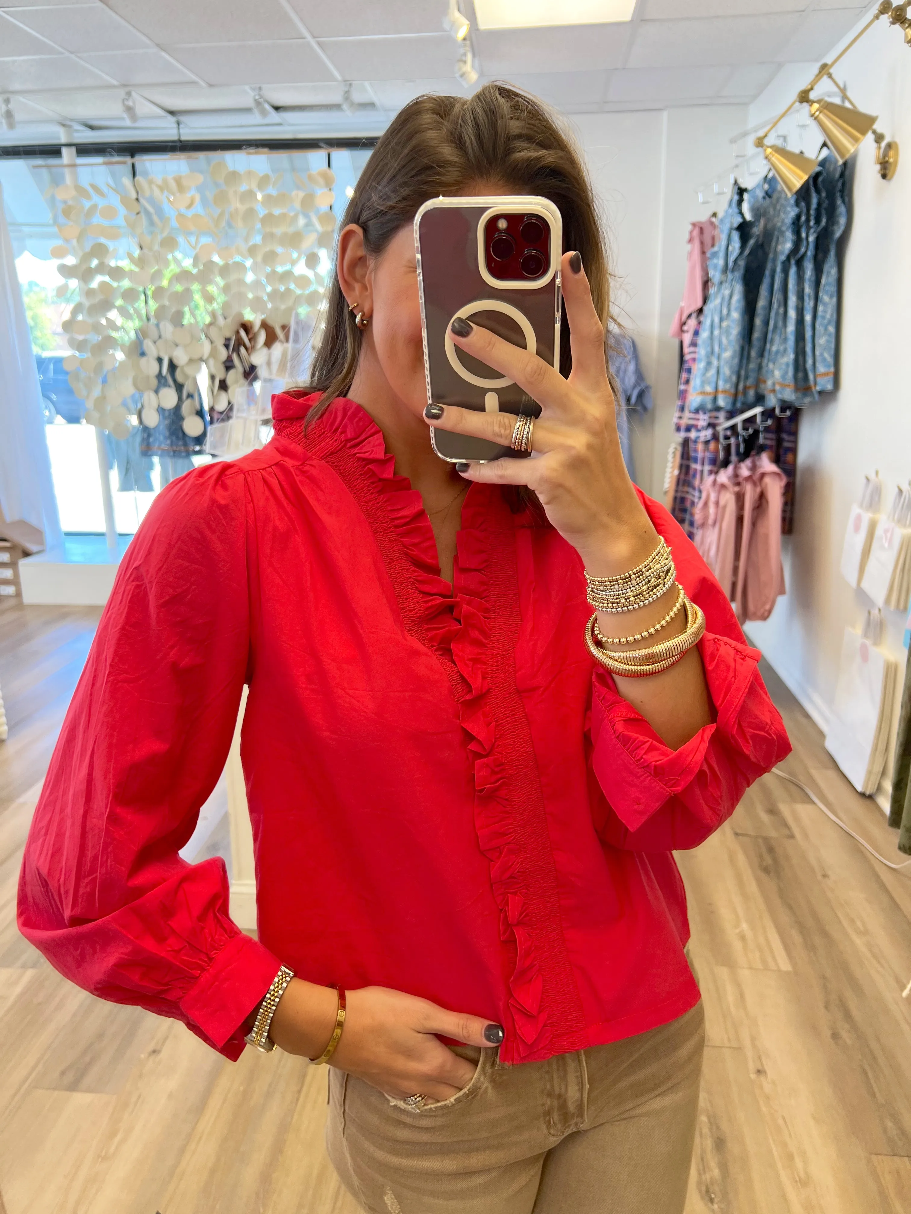On Fire Smocked Blouse