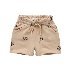 Organic Paperbag Shorts Umbrella Print Biscotti