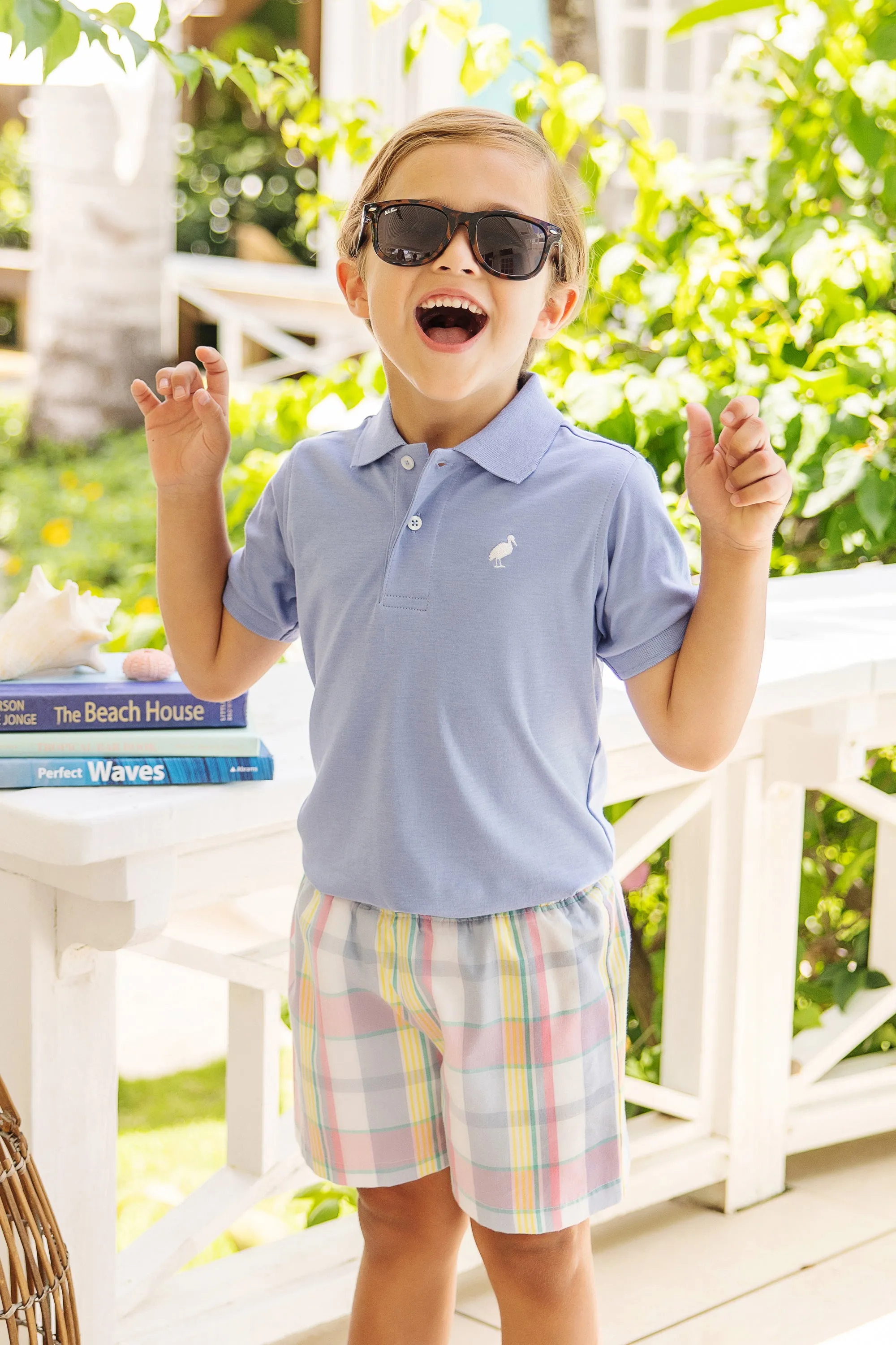 Shelton Shorts - Tennis Pro Plaid with Turks Teal Stork