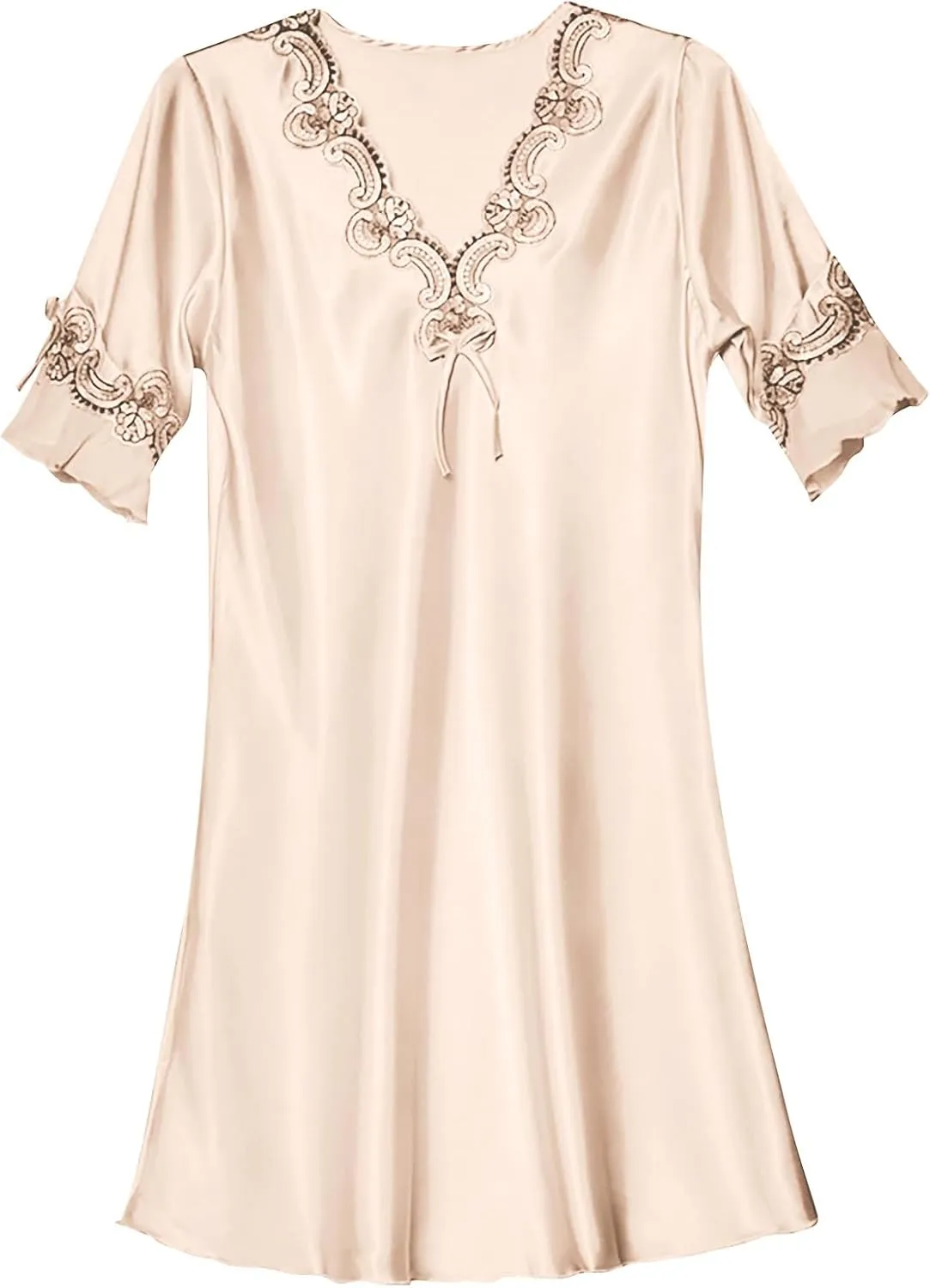 Silk Pajamas for Women Ruffle Half Sleeve Vneck Nightdress Mini Dress 2024 Sexy Satin Sleepwear Nightshirt Sleepdress
