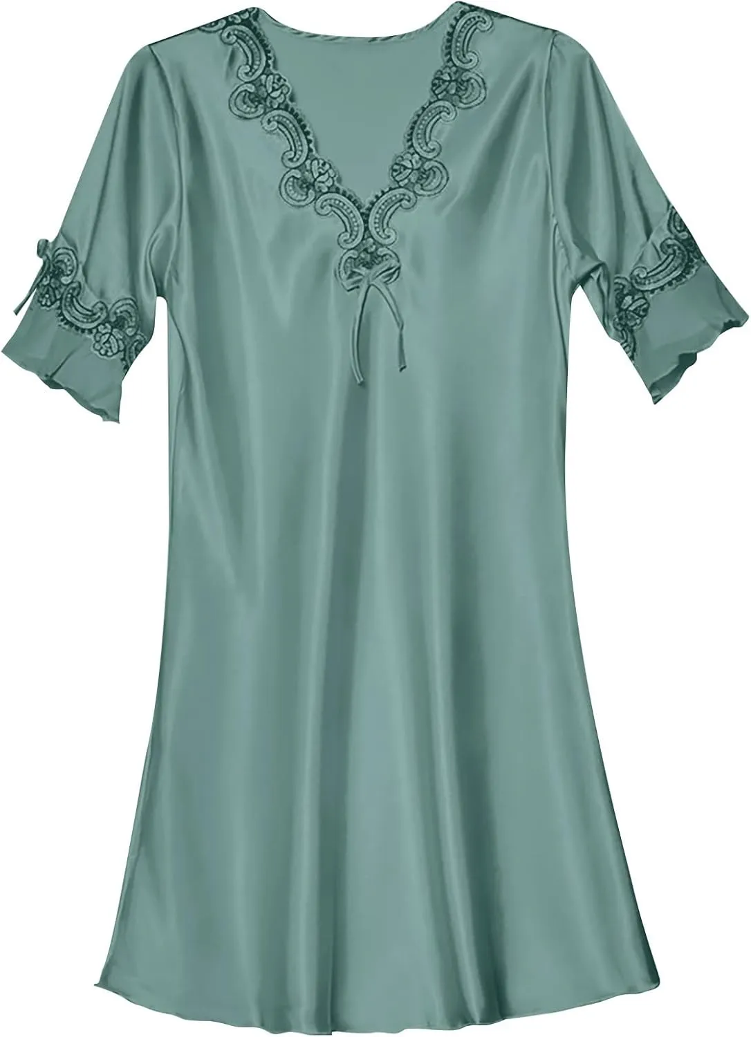 Silk Pajamas for Women Ruffle Half Sleeve Vneck Nightdress Mini Dress 2024 Sexy Satin Sleepwear Nightshirt Sleepdress