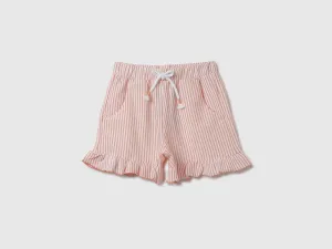 Striped & Ruffled Regular Fit Shorts
