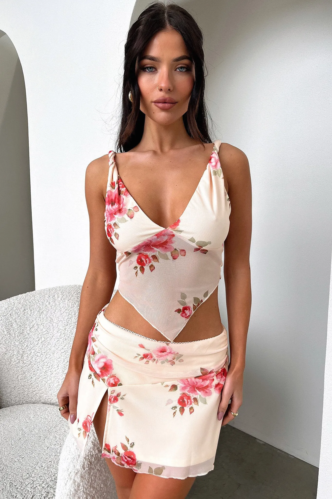 Tanaya Crop - Pink Floral