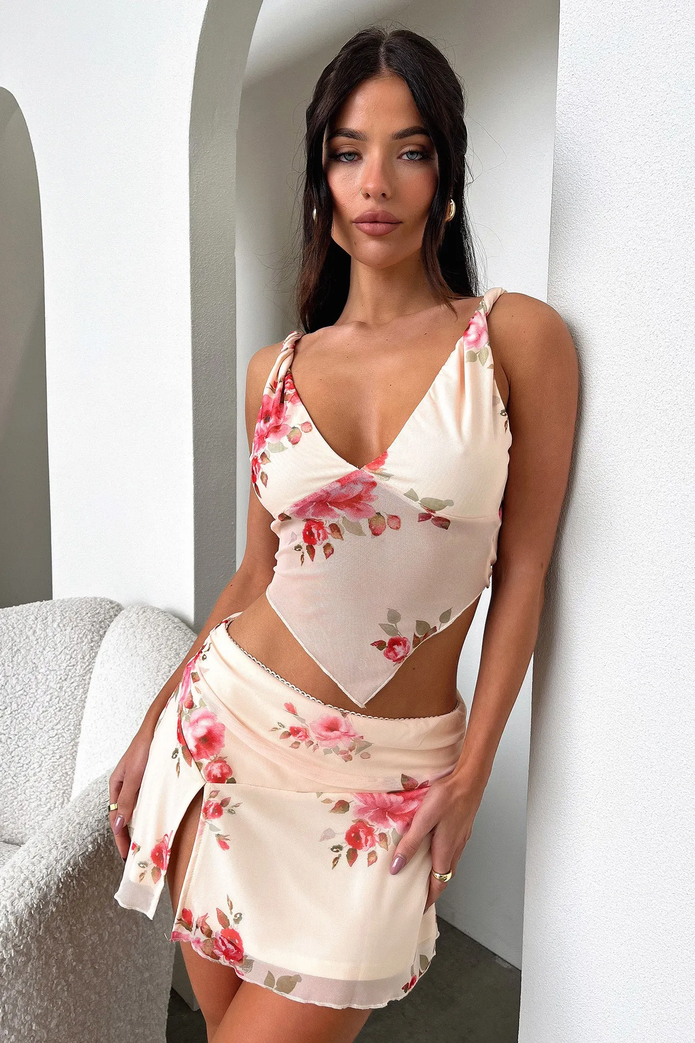 Tanaya Crop - Pink Floral