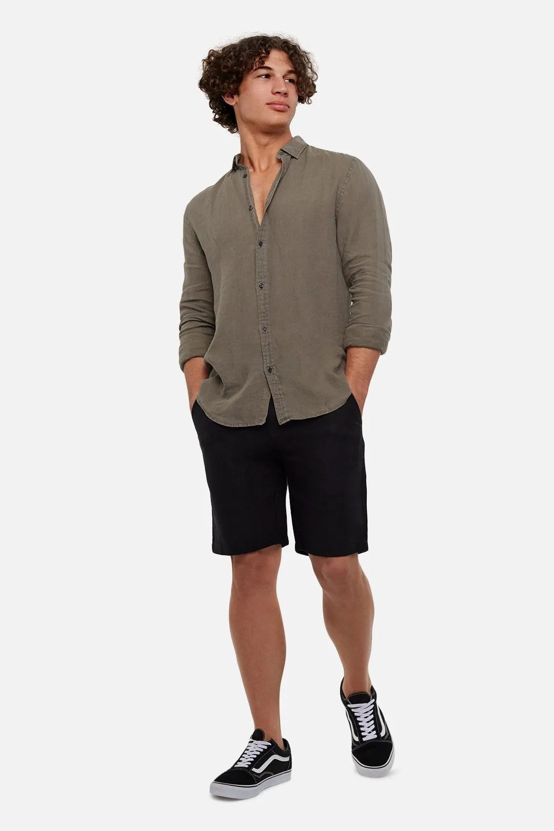 The Tennyson Linen Shirt  Od Dark Forest