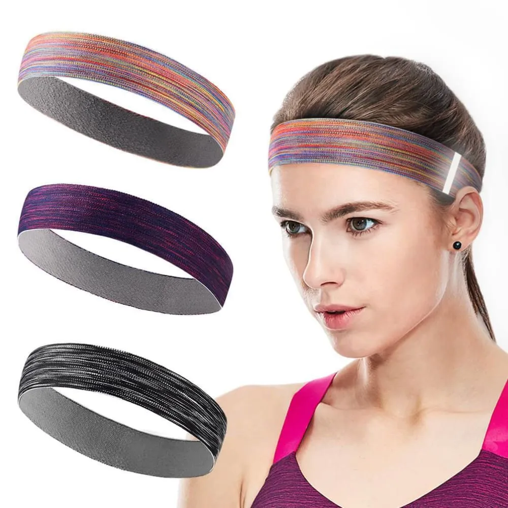 Vbiger Sports Headband Stretchy Sweatbands Workout Headbands for Running, Training, Yoga, 3-Pack