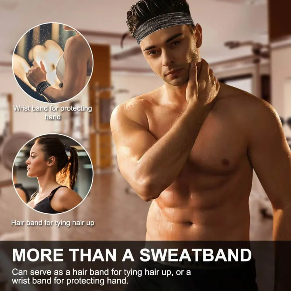 Vbiger Sports Headband Stretchy Sweatbands Workout Headbands for Running, Training, Yoga, 3-Pack