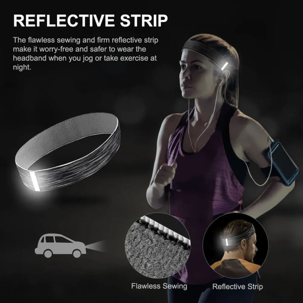 Vbiger Sports Headband Stretchy Sweatbands Workout Headbands for Running, Training, Yoga, 3-Pack